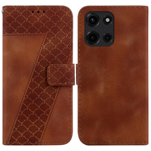 Moto G 2025 Seven-shaped Embossed Leather Phone Case - Brown